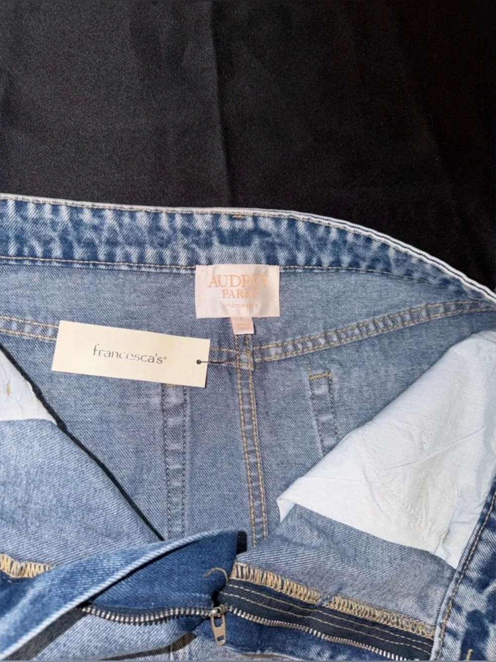 Audrey Parks x Francesca's Blue Raw Vintage-Inspired Mini Skirt Women's L NWT